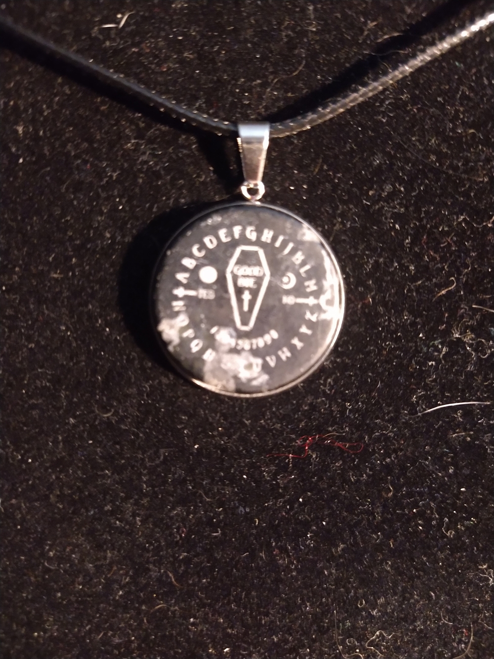 Black Marble Round Ouija Pendant Necklace